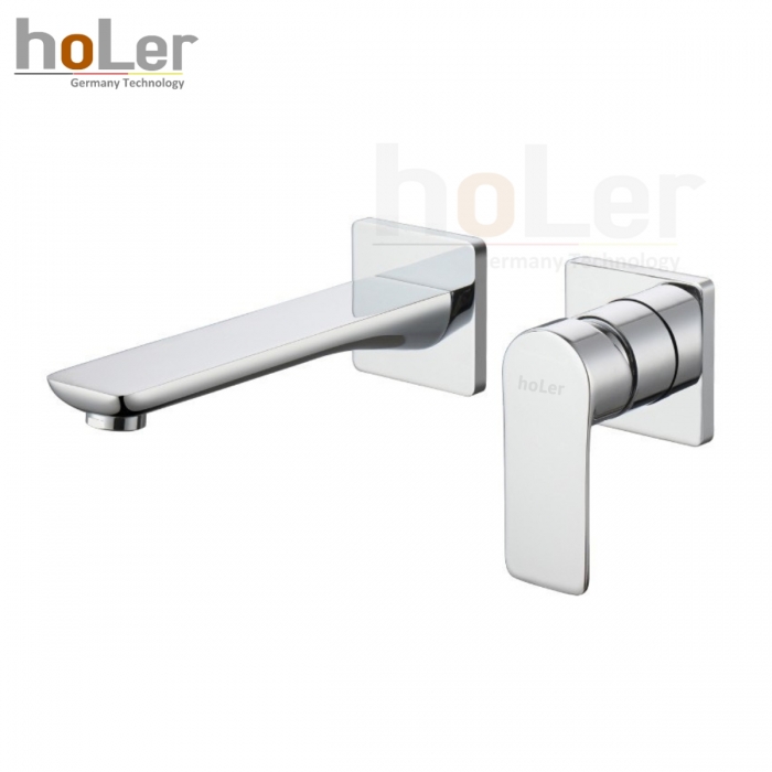 Vòi Lavabo Âm Tường Đồng Thau Mạ Crome HoLer HL-LBA612