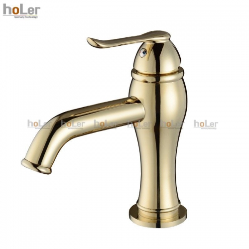 Vòi Lavabo Giả Cổ Nóng Lạnh Đồng Mạ Vàng Holer HL-LB683