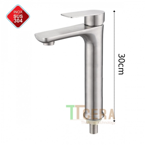 Vòi Lavabo lạnh cao 30cm inox 304 TTCERA LB277