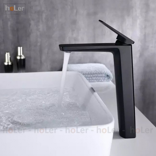 Vòi Lavabo Lạnh Đồng Sơn Tĩnh Điện Đen Holer HL-LB648