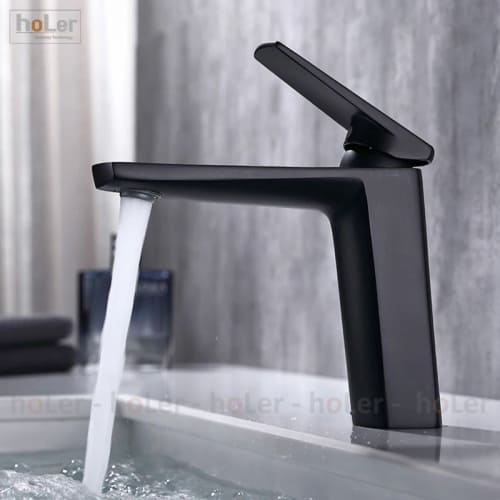 Vòi Lavabo Lạnh Đồng Sơn Tĩnh Điện Đen Holer HL-LB643