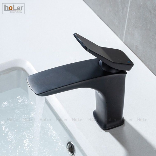 Vòi Lavabo Lạnh Đồng Sơn Tĩnh Điện Đen Holer HL-LB652