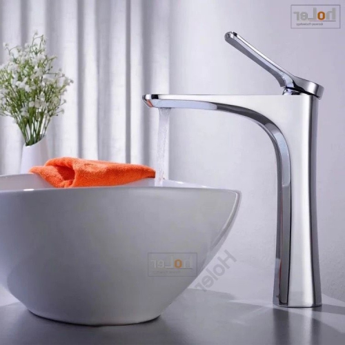 Vòi Lavabo Nóng Lạnh Đồng mạ Crome Cao 30cm Holer HL-LB605