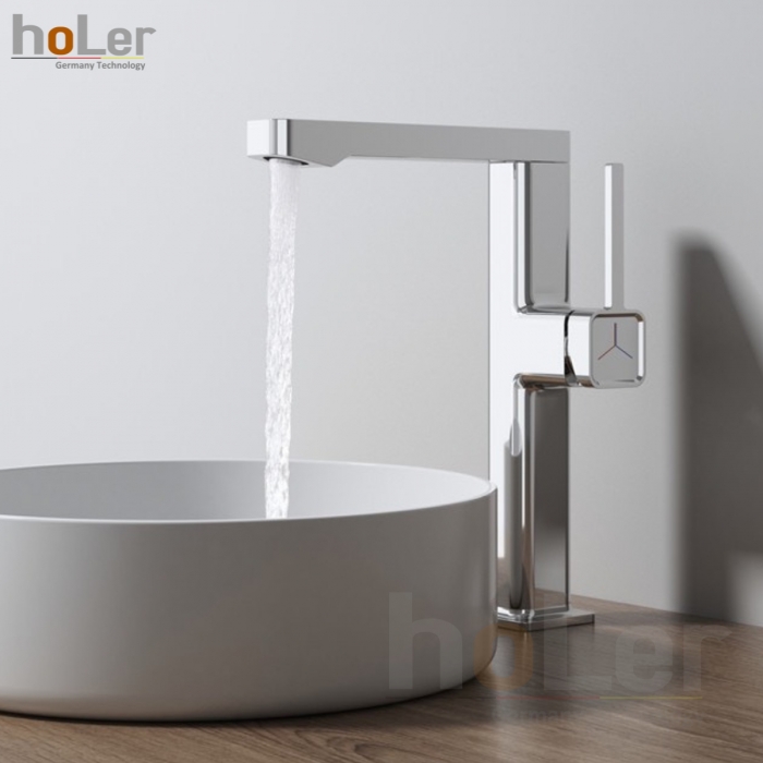 Vòi Lavabo Nóng Lạnh Đồng mạ Crome Cao 30cm Holer HL-LB6113