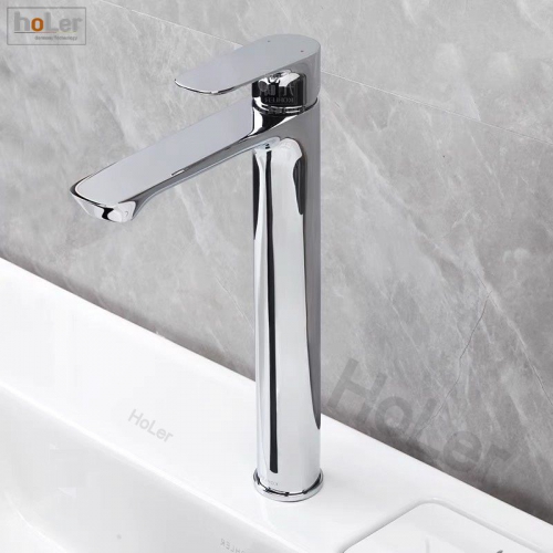 Vòi Lavabo Nóng Lạnh Đồng mạ Crome Cao 30cm Holer HL-LB613