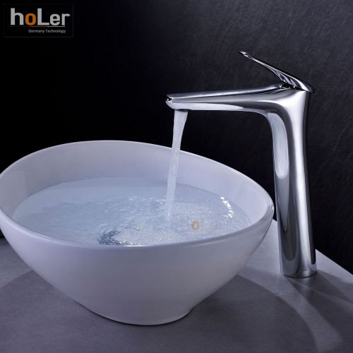 Vòi Lavabo Nóng Lạnh Đồng mạ Crome Cao 30cm Holer HL-LB628