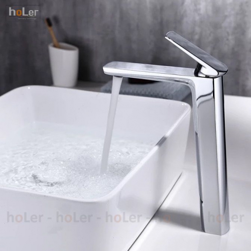 Vòi Lavabo Nóng Lạnh Đồng mạ Crome Cao 30cm Holer HL-LB647