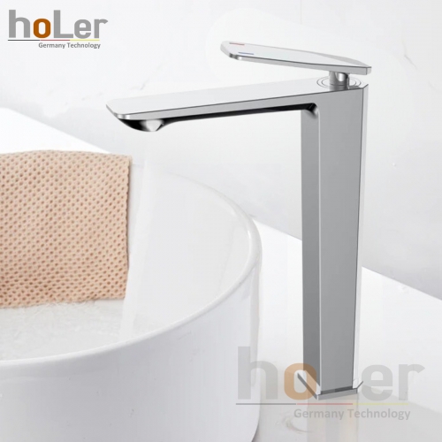 Vòi Lavabo Nóng Lạnh Đồng mạ Crome Cao 30cm Holer HL-LB677