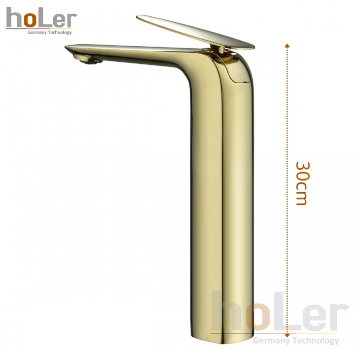 Vòi Lavabo Nóng Lạnh Đồng Mạ Vàng Cao 30cm Holer HL-LB6111