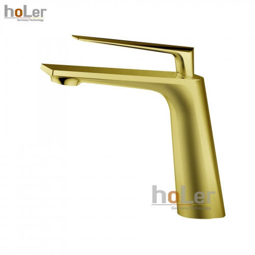 Vòi Lavabo Nóng Lạnh Đồng Mạ Vàng Giả Cổ Holer HL-LB694