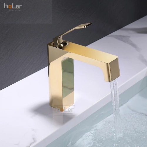 Vòi Lavabo Nóng Lạnh Đồng Mạ Vàng Holer HL-LB602