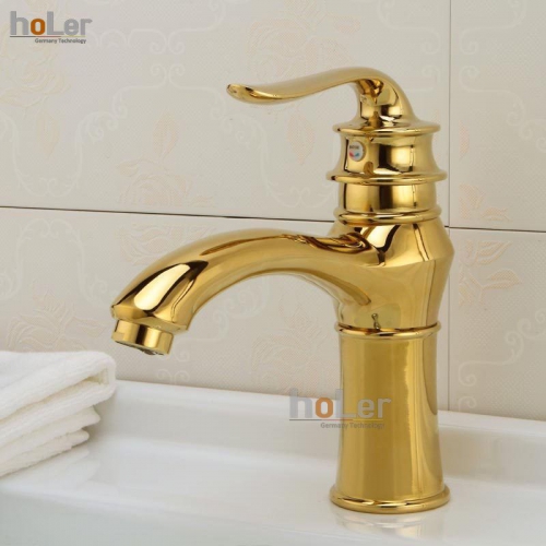 Vòi Lavabo Nóng Lạnh Đồng Mạ Vàng Holer HL-LB688