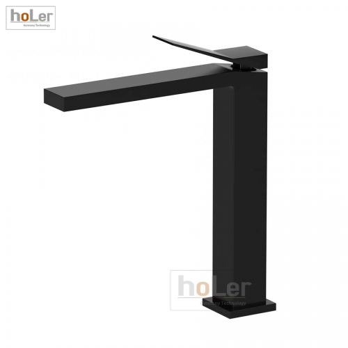 Vòi Lavabo Nóng Lạnh Đồng Sơn Tĩnh Điện Đen Cao 30cm Holer HL-LB666