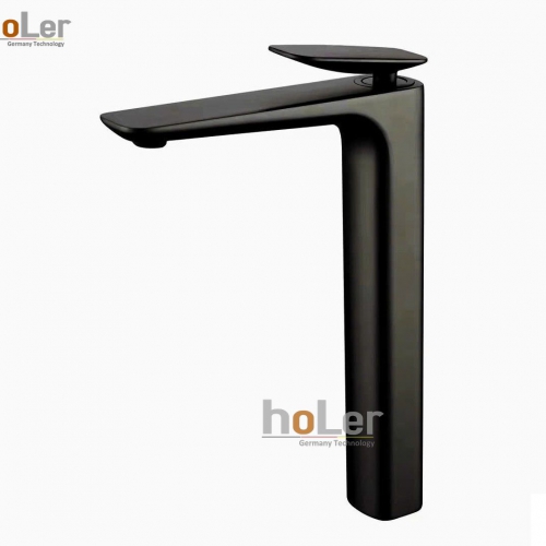 Vòi Lavabo Nóng Lạnh Đồng Sơn Tĩnh Điện Đen Cao 30cm Holer HL-LB696