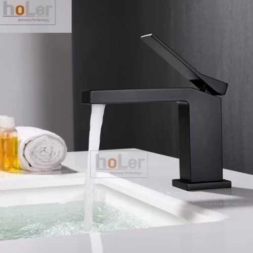 Vòi Lavabo Nóng Lạnh Đồng Sơn Tĩnh Điện Đen Holer HL-LB610