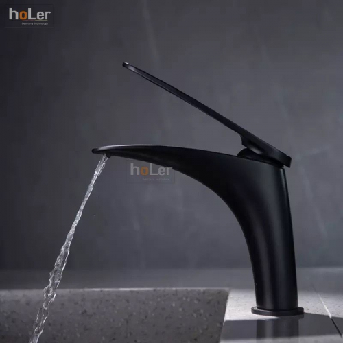 Vòi Lavabo Nóng Lạnh Đồng Sơn Tĩnh Điện Đen Holer HL-LB620