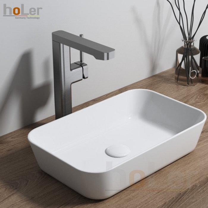 Vòi Lavabo Nóng Lạnh Đồng Sơn Tĩnh Điện Xám Cao 30cm Holer HL-LB6112