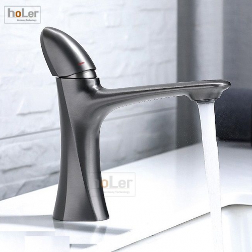 Vòi Lavabo Nóng Lạnh Đồng Sơn Tĩnh Điện Xám Holer HL-LB629