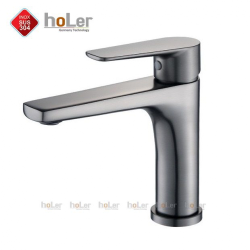 Vòi Lavabo Nóng Lạnh Đồng Sơn Tĩnh Điện Xám Holer HL-LB674