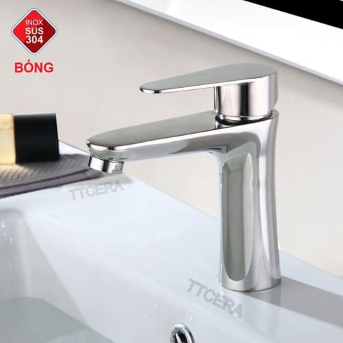 Vòi Lavabo Nóng Lạnh Inox 304 Bóng Gương TTCERA LB233