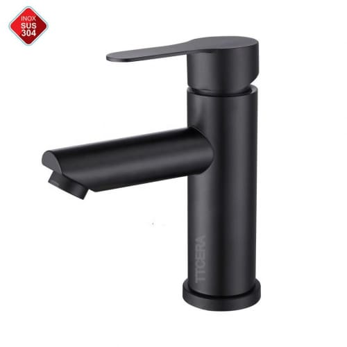 Vòi Lavabo Nóng Lạnh Inox Sơn Tĩnh Điện Đen Cao 20cm TTCERA LB213