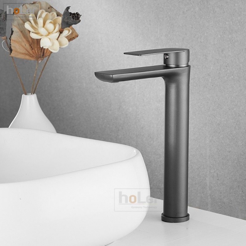 Vòi Lavabo Nóng Lạnh Inox Sơn Tĩnh Điện Xám Cao 30cm Holer HL-LB635