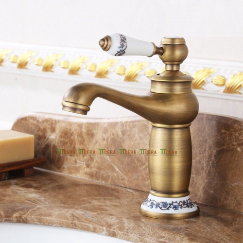 Vòi Lavabo Nóng Lạnh Tân Cổ Điển Vàng Đồng TTCERA LB269