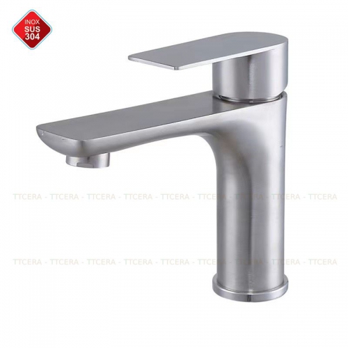 Vòi Lavabo Tròn Nóng Lạnh Inox 304 Cao 18cm TTCERA LB265