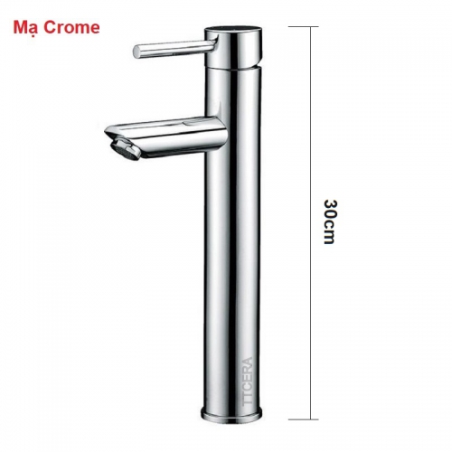 Vòi Lavabo Tròn Nóng Lạnh Đồng Thau Mạ Crom Cao 30cm LB225