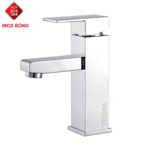 Vòi Lavabo Vuông Nóng Lạnh Inox 304 Bóng Gương TTCERA LB253