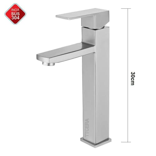 Vòi Lavabo Vuông Nóng Lạnh Inox 304 Cao 30cm TTCERA LB221