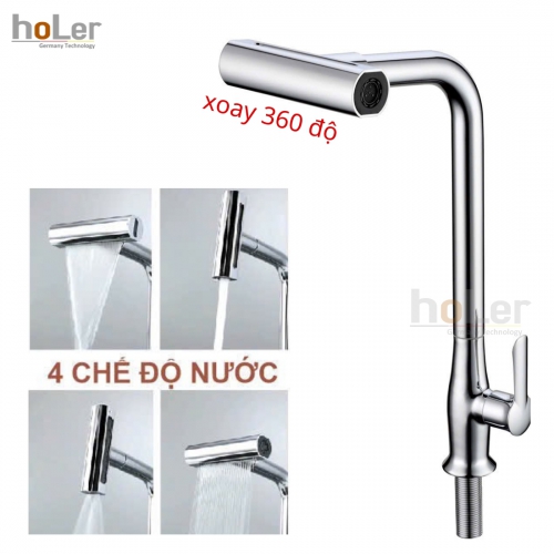 Vòi Rửa Chén Lạnh Đồng Thau Mạ Crome Holer CHL959