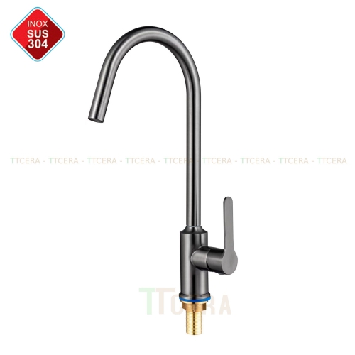 Vòi Rửa Chén Lạnh INOX Phủ Nano Xám TTCERA CL515