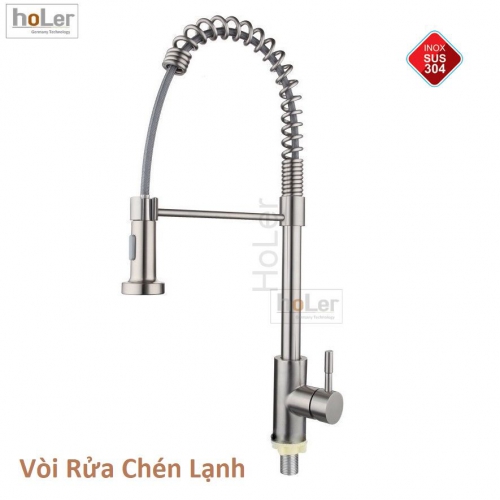 Vòi rửa chén Lạnh Lò So Inox SUS 304 Holer CHL907