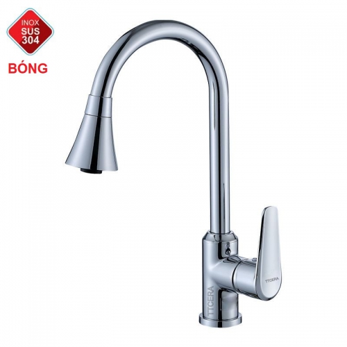 Vòi Rửa Chén Nóng Lạnh Inox Bóng Tăng Áp Xoay Ổ Bi TTCERA CNL516